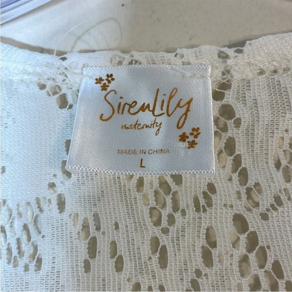 NWT. Siren Lily Maternity Fashion Floral Lace Fringe Hem Kimono. Large . - Picture 4 of 12